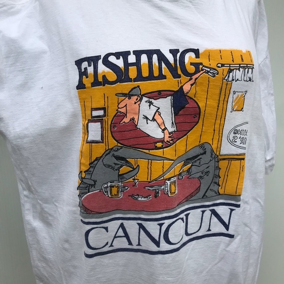 Vintage 80’s Cancun novelty souvenir white graphic t-shirt tee - Picture 3 of 7